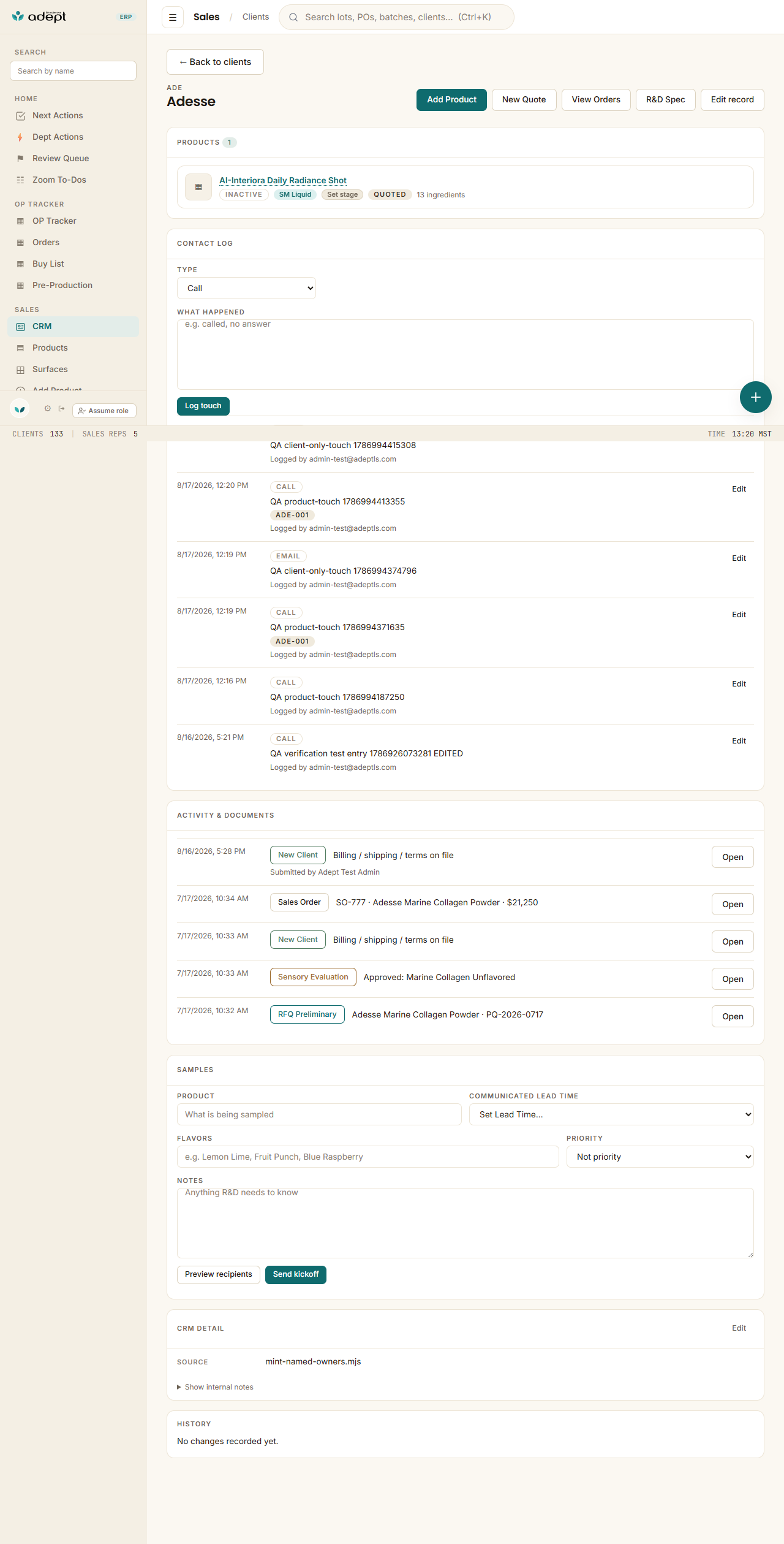 tmp qa client page