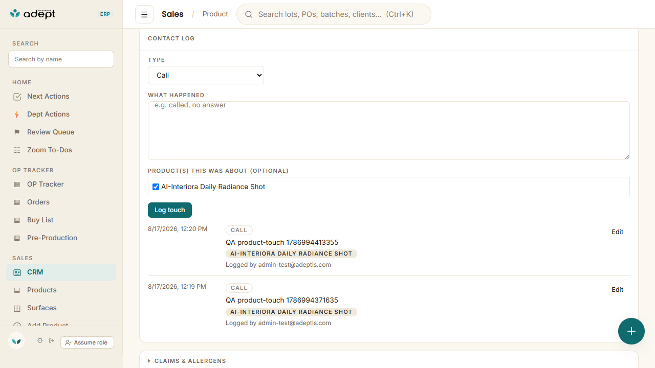 tmp qa product page